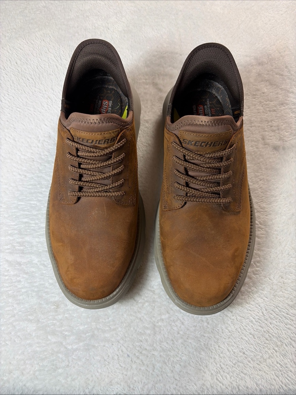 Skechers Slip-ins Garza Herren Brown Sneaker Hands Free With Gogo Mat Arch. 9.5
